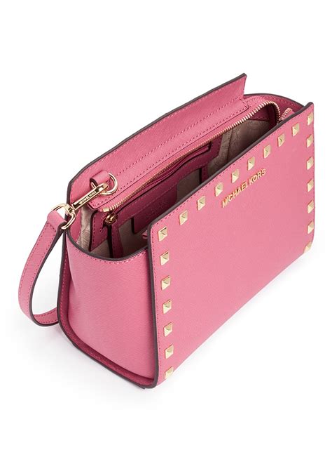 michael kors shoulder bag pink|Michael Kors pink studded purse.